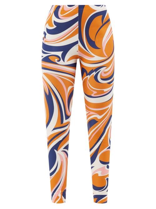 Emilio Pucci - Vortici-print Stretch-econyl Leggings - Womens - Navy Print