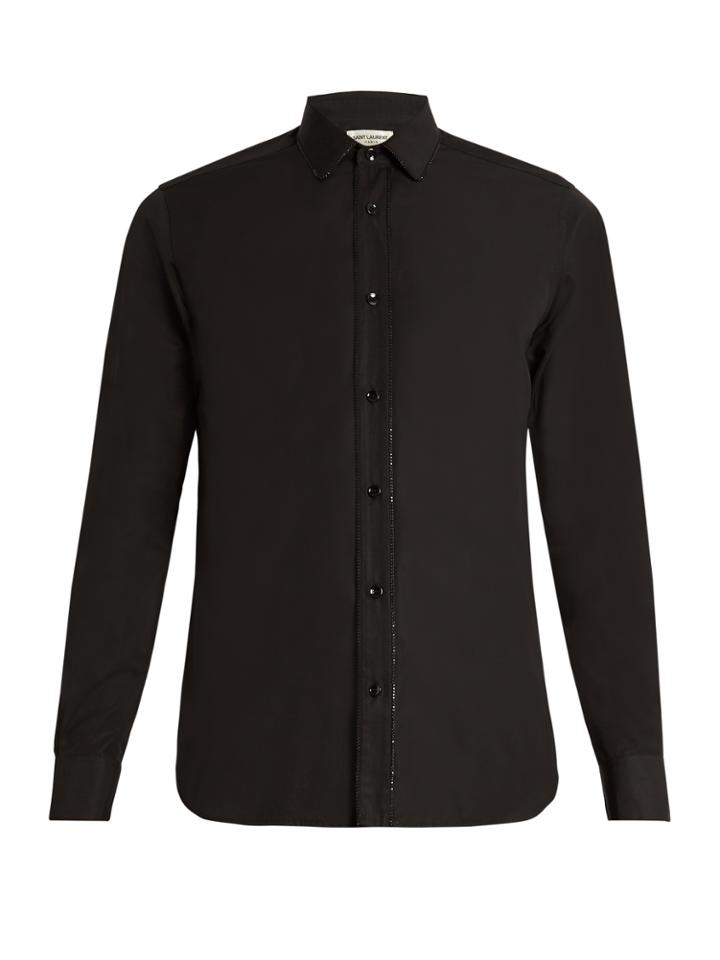Saint Laurent Crystal-embellished Single-cuff Cotton Shirt