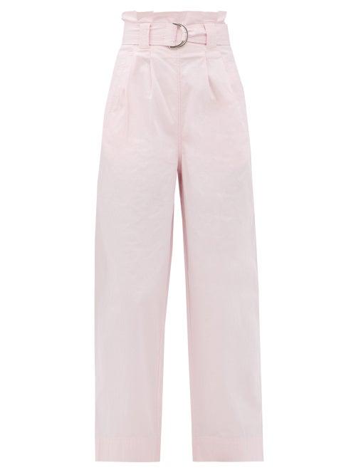 Matchesfashion.com Ganni - Paperbag-waist Cotton-blend Ripstop Trousers - Womens - Light Pink
