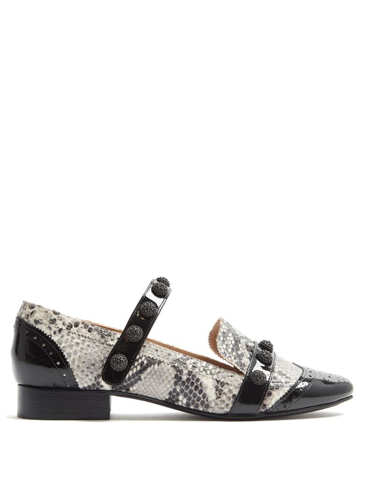 Rue St. Dean Street Python-effect Leather Loafers