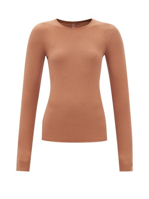 Commando - Round-neck Ribbed-jersey Top - Womens - Brown