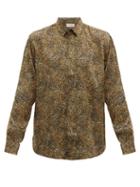 Matchesfashion.com Saint Laurent - Leopard-print Silk Shirt - Mens - Brown