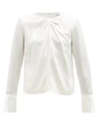 Frame - Twisted Silk-crepe Top - Womens - Ivory