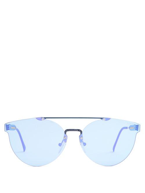 Matchesfashion.com Retrosuperfuture - Tuttolente Giaguaro Metal Sunglasses - Womens - Light Blue