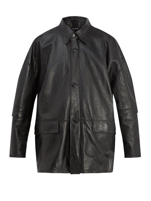 Matchesfashion.com Balenciaga - Oversized Leather Jacket - Mens - Black