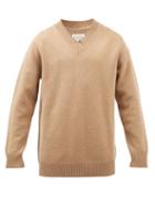 Maison Margiela - Four-stitches Longline Wool Sweater - Mens - Camel