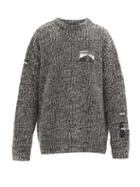 Matchesfashion.com Raf Simons - Oversized Appliqu-patch Wool-blend Sweater - Mens - Dark Grey