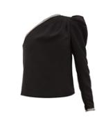 Matchesfashion.com Self-portrait - Crystal Embellished One Shoulder Crepe Top - Womens - Black