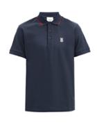 Matchesfashion.com Burberry - Walton Logo-embroidered Cotton Polo Shirt - Mens - Navy