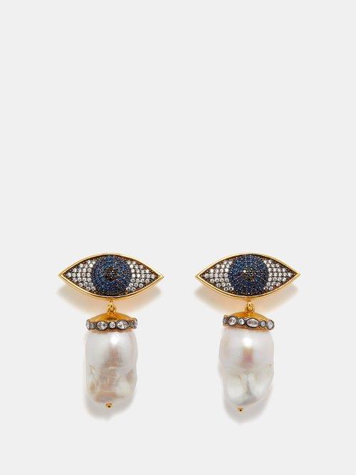 Begm Khan - Cyclops 24kt Gold-plated Earrings - Womens - Pearl