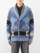 Alanui - Bandana-jacquard Cashmere-blend Cardigan - Mens - Blue Multi