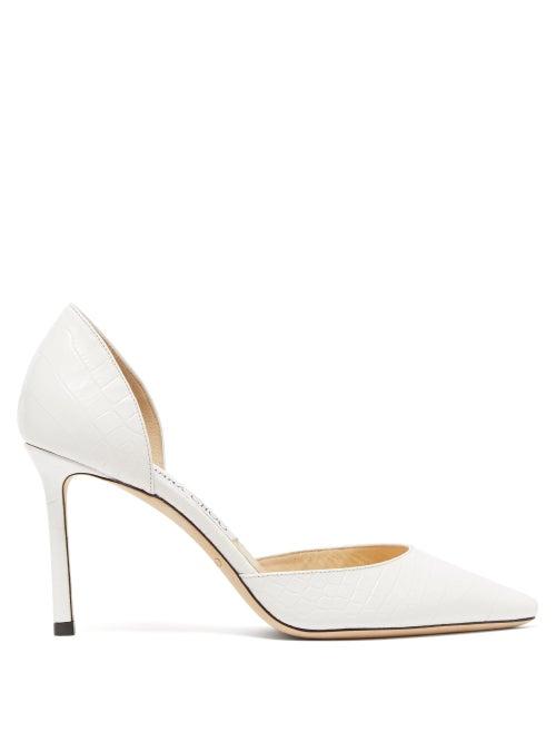 Matchesfashion.com Jimmy Choo - Esther 85 Crocodile-effect Leather Pumps - Womens - White