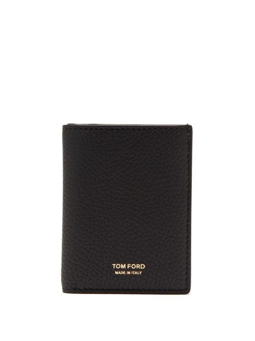 Tom Ford - T-line Grained-leather Bifold Wallet - Mens - Black