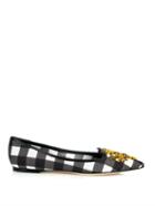 Dolce & Gabbana Bellucci Embellished Gingham Woven Flats