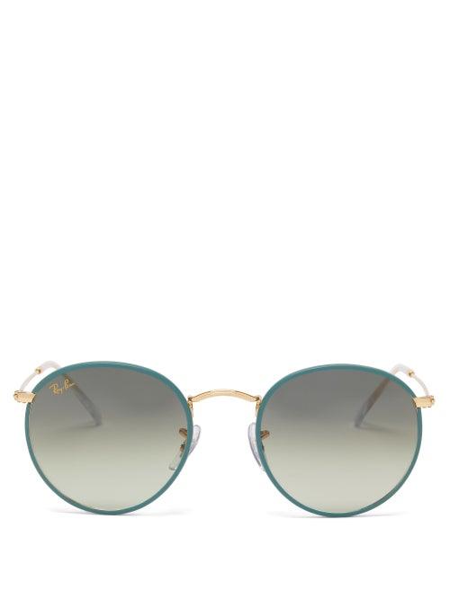 Ray-ban - Round Metal Sunglasses - Womens - Blue Gold