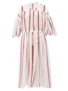 Matchesfashion.com Love Binetti - Monaco Striped Cotton-voile Dress - Womens - White Stripe