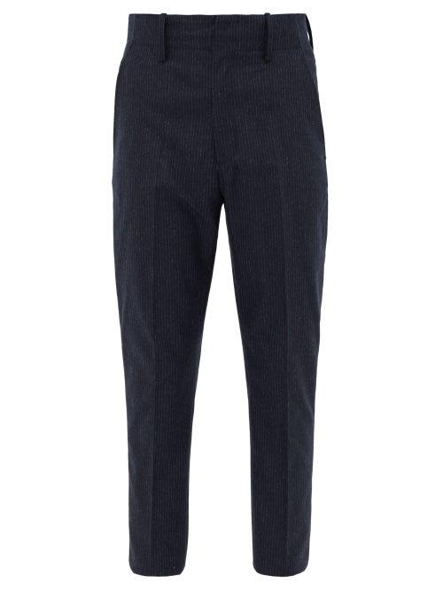 Matchesfashion.com Isabel Marant - Lisato High-rise V-waist Chalk-striped Trousers - Mens - Navy