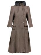 Balenciaga - Hooded Distressed Houndstooth Tailored Coat - Womens - Brown