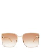 Matchesfashion.com Cartier Eyewear - Panthre Square Frame Metal Sunglasses - Womens - Brown Gold