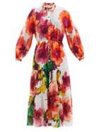 Camilla - Pretty As A Poppy-print Cotton-blend Shirt Dress - Womens - White Print
