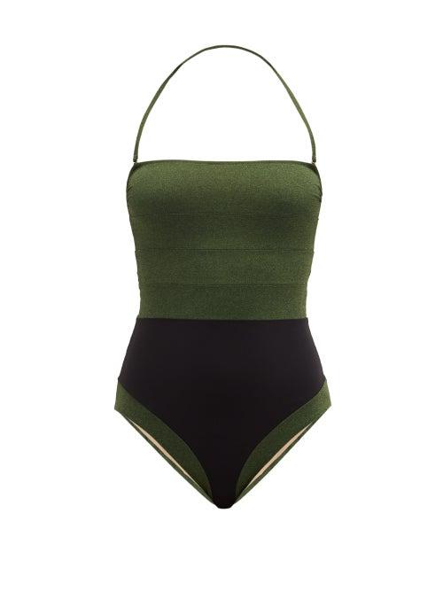 Matchesfashion.com Zeus + Dione - Halki Halterneck Brief Panel Jersey Swimsuit - Womens - Green