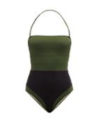 Matchesfashion.com Zeus + Dione - Halki Halterneck Brief Panel Jersey Swimsuit - Womens - Green