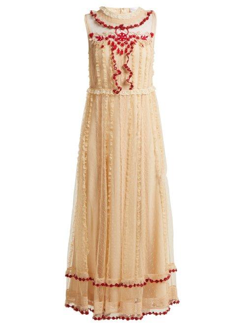 Matchesfashion.com Redvalentino - Ruffle Trimmed Lace Dress - Womens - Ivory