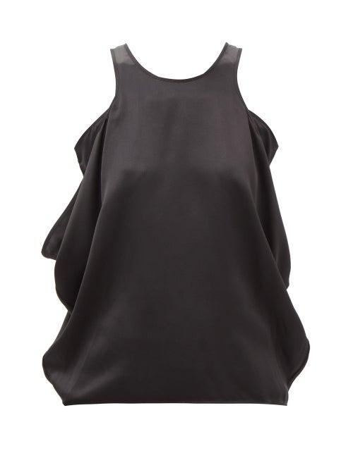 Totme - Draped-side Silk-satin Top - Womens - Black