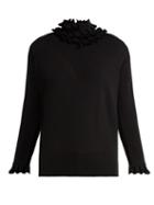 Matchesfashion.com Barrie - Flying Lace Ruffle Neck Cashmere Sweater - Womens - Black