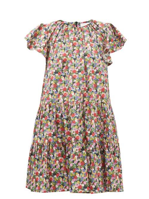 Matchesfashion.com La Doublej - Snow Drop Floral Print Cotton Mini Dress - Womens - Black Print