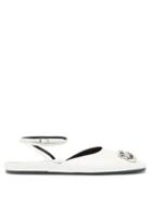 Matchesfashion.com Balenciaga - Bb Logo-plaque Ankle Strap Leather Ballet Flats - Womens - White Silver