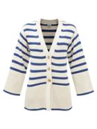 Totme - Striped Wool-blend Cardigan - Womens - Blue Multi