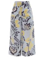 Ladies Beachwear Cala De La Cruz - Valerie High-rise Floral-print Linen Trousers - Womens - Blue Print