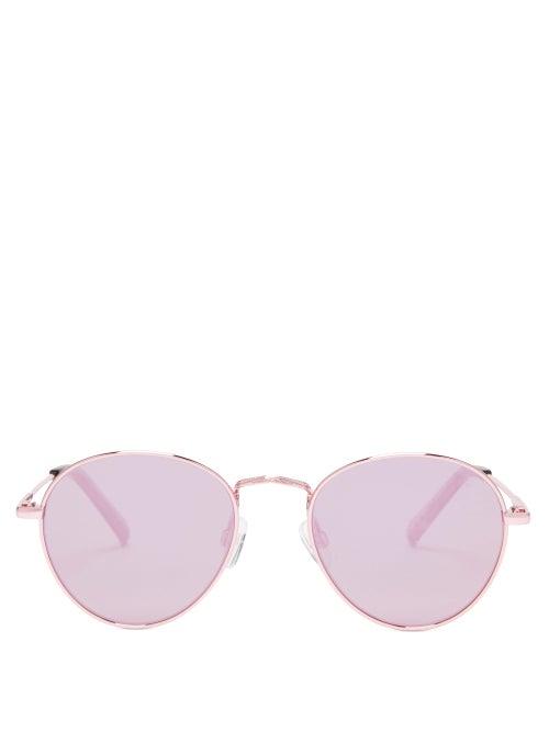 Matchesfashion.com Le Specs - Zephyr Deux Round Metal Sunglasses - Womens - Purple Gold
