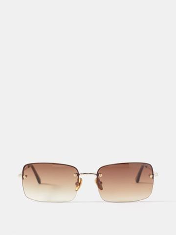 Dmy By Dmy - Jen Rectangular Metal Sunglasses - Womens - Brown Gold