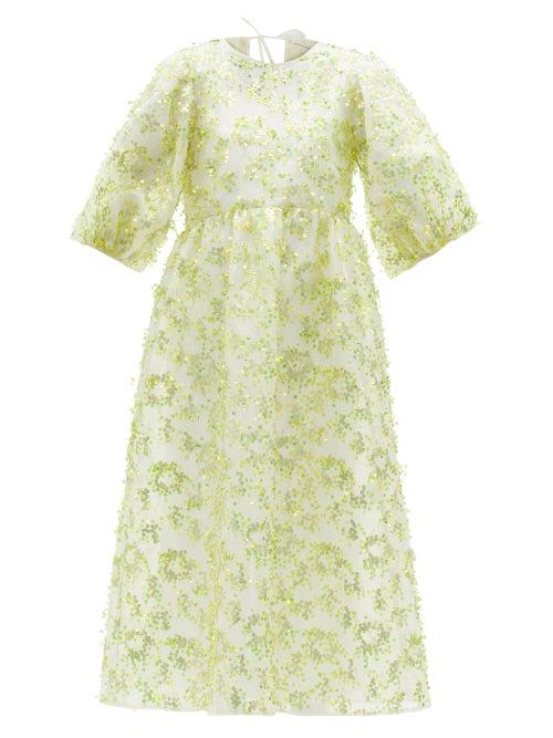 Matchesfashion.com Cecilie Bahnsen - Karmen Sequinned Organza Dress - Womens - Green Multi
