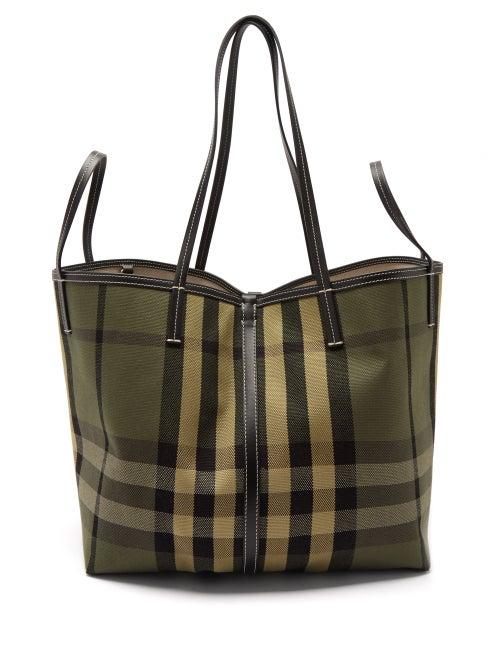 Burberry - Vintage-check Canvas Tote Bag - Womens - Green Multi