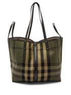 Burberry - Vintage-check Canvas Tote Bag - Womens - Green Multi