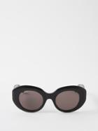 Balenciaga Eyewear - Rive Gauche Round Acetate Sunglasses - Womens - Black Grey