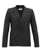 Matchesfashion.com Saint Laurent - Pinstriped Double-breasted Wool-blend Blazer - Mens - Black Gold