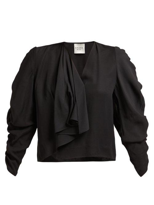 Matchesfashion.com A.w.a.k.e. Mode - Asymmetric Gathered Sleeve Top - Womens - Black