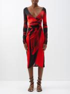 Louisa Ballou - Summer Solstice Queen-print Jersey Midi Dress - Womens - Red Black