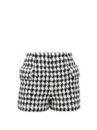 Matchesfashion.com Balmain - Houndstooth Cotton-blend Tweed Shorts - Womens - Black White