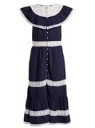 Matchesfashion.com Sea - Lace Embroidery Maxi Dress - Womens - Navy
