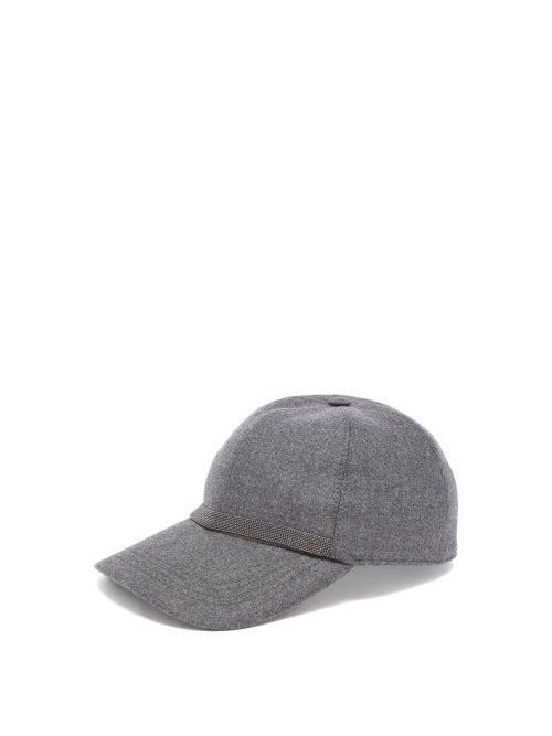 Brunello Cucinelli - Monili-embellished Felted-wool Blend Cap - Womens - Charcoal