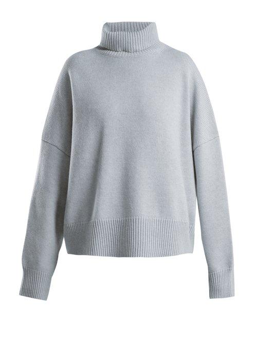 Matchesfashion.com Nili Lotan - Serinda Roll Neck Wool And Cashmere Blend Sweater - Womens - Light Blue
