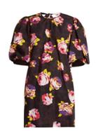 Matchesfashion.com Msgm - Floral Print Cotton Dress - Womens - Black Multi