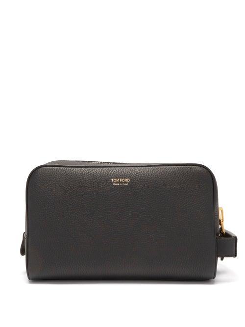 Mens Bags Tom Ford - Grained-leather Wash Bag - Mens - Black