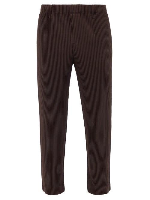 Homme Pliss Issey Miyake - Technical-pleated Straight-leg Trousers - Mens - Brown
