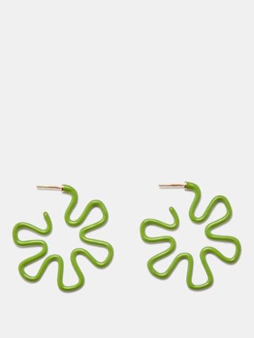 Bea Bongiasca - B Pistachio Enamel, 9kt Gold & Silver Earrings - Womens - Green Multi
